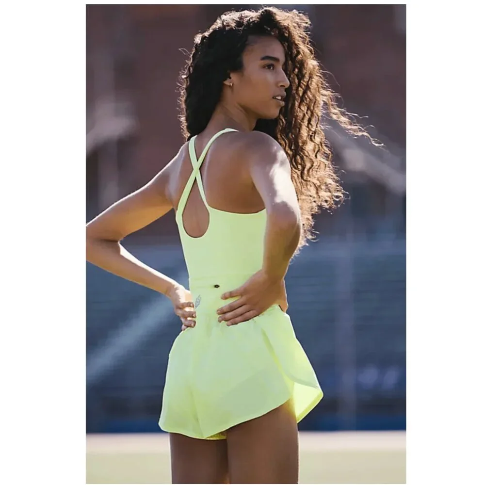 NWOT Free People Movement X Free People Righteous Runsie in Sour Citrus